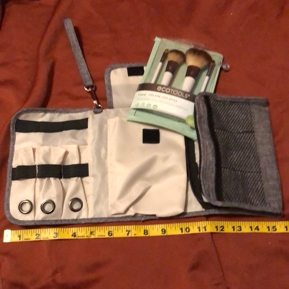 Small cosmetic bag + BNWT 4 brush set.